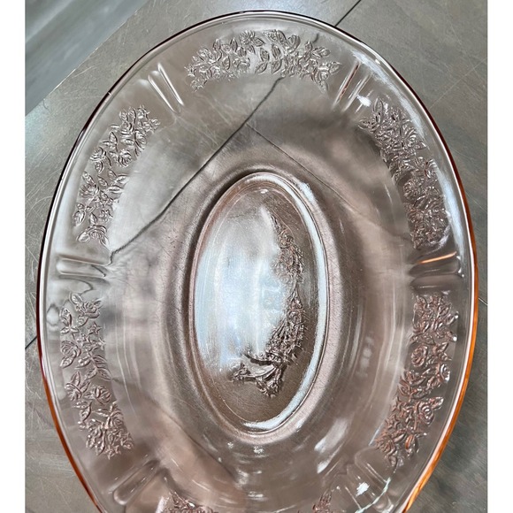 FEDERAL GLASS CO. SHARON
CABBAGE ROSE PINK OVAL
VEGETABLE or SERVING BOWL - Picture 8 of 11